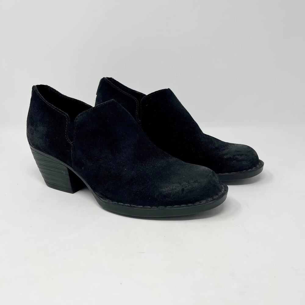 Born‎ Antonia Ankle Boot Wms 7.5M Black Nubuck Leather Distressed Career Casual